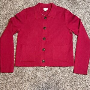 NWT - J. Crew Women's Cranberry Red Wine Button-Up Cardigan